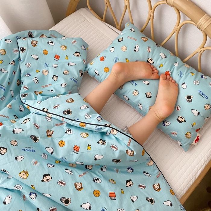 91家纺网 家纺一手货源 找家纺 星期八 2020新款全棉13372夏被两件套 史努比蓝