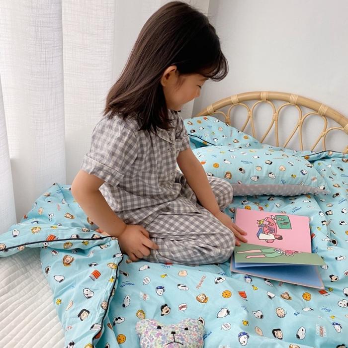 91家纺网 家纺一手货源 找家纺 星期八 2020新款全棉13372夏被两件套 史努比蓝