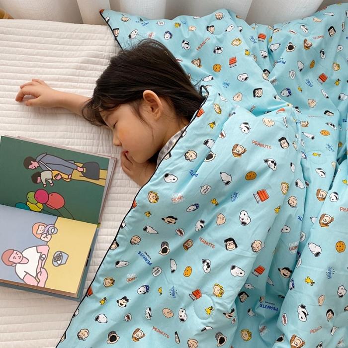 91家纺网 家纺一手货源 找家纺 星期八 2020新款全棉13372夏被两件套 史努比蓝