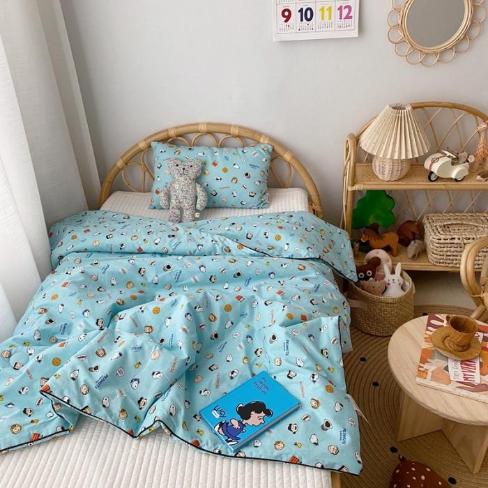 91家纺网 家纺一手货源 找家纺 星期八 2020新款全棉13372夏被两件套 史努比蓝