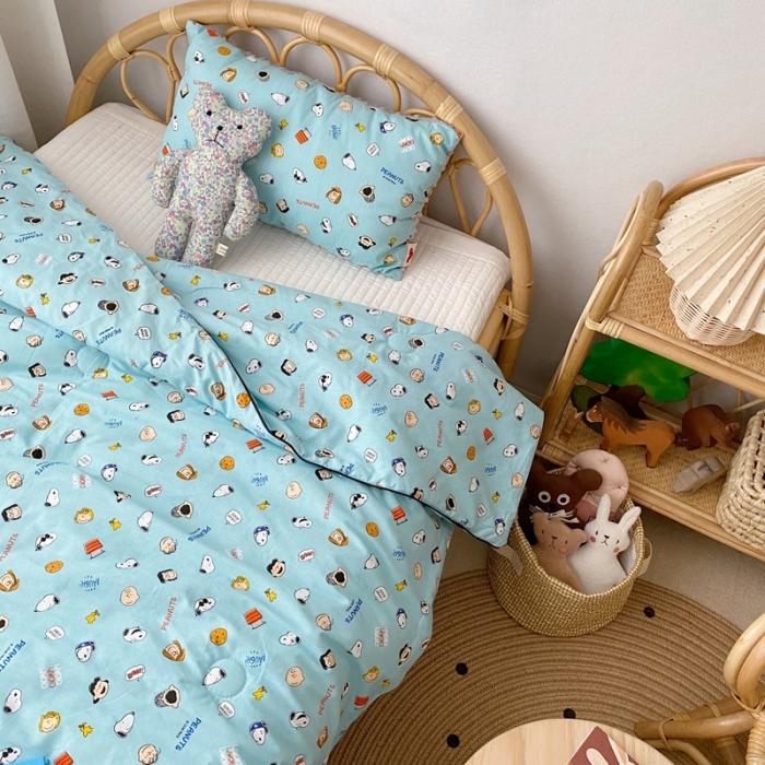 91家纺网 家纺一手货源 找家纺 星期八 2020新款全棉13372夏被两件套 史努比蓝