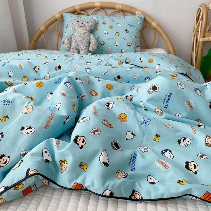 91家纺网 家纺一手货源 找家纺 星期八 2020新款全棉13372夏被两件套 史努比蓝