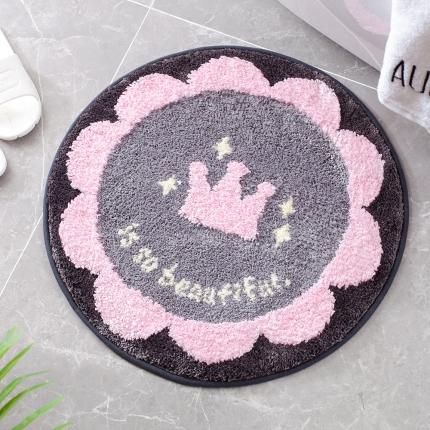 91家纺网 家纺一手货源 找家纺 仟亿莱 2020新款圆形花瓣地垫 灰粉拼色