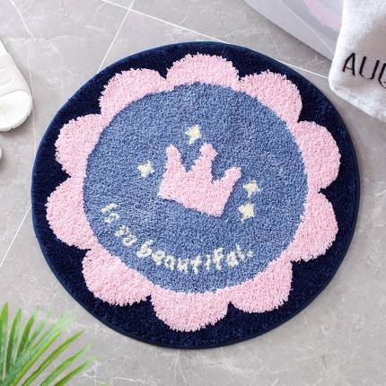 91家纺网 家纺一手货源 找家纺 仟亿莱 2020新款圆形花瓣地垫 蓝粉拼色