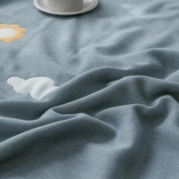 91家纺网 家纺一手货源 找家纺 朴尔2020新款时尚六层全棉纱布盖毯夏季毛巾被兔与胡萝卜-蓝