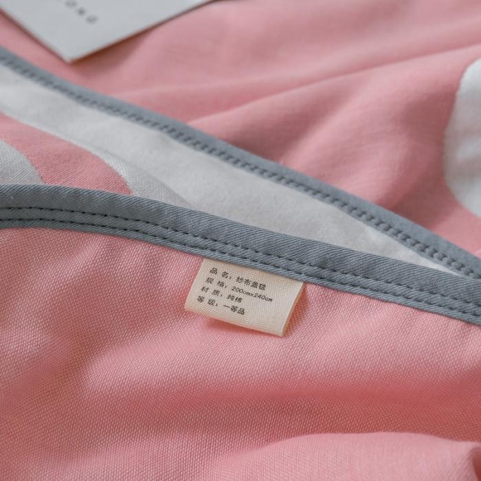 91家纺网 家纺一手货源 找家纺 朴尔2020新款时尚六层全棉纱布盖毯夏季毛巾被 心心相印-粉