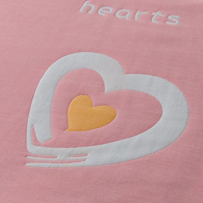 91家纺网 家纺一手货源 找家纺 朴尔2020新款时尚六层全棉纱布盖毯夏季毛巾被 心心相印-粉