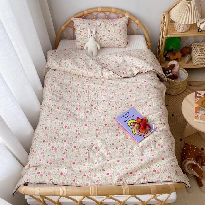 91家纺网 家纺一手货源 找家纺 星期八 2020新款全棉13372夏被两件套 小草莓
