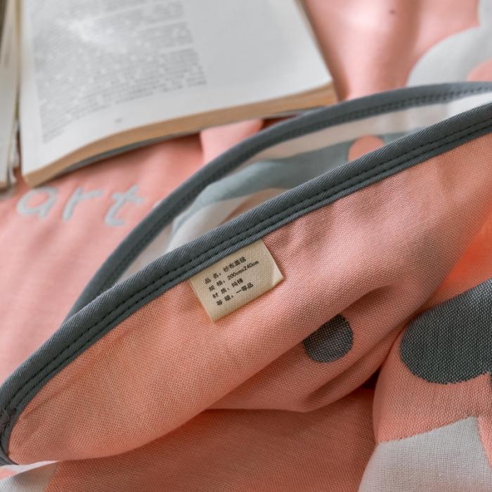 91家纺网 家纺一手货源 找家纺 朴尔2020新款时尚六层全棉纱布盖毯夏季毛巾被 心心相印-玉