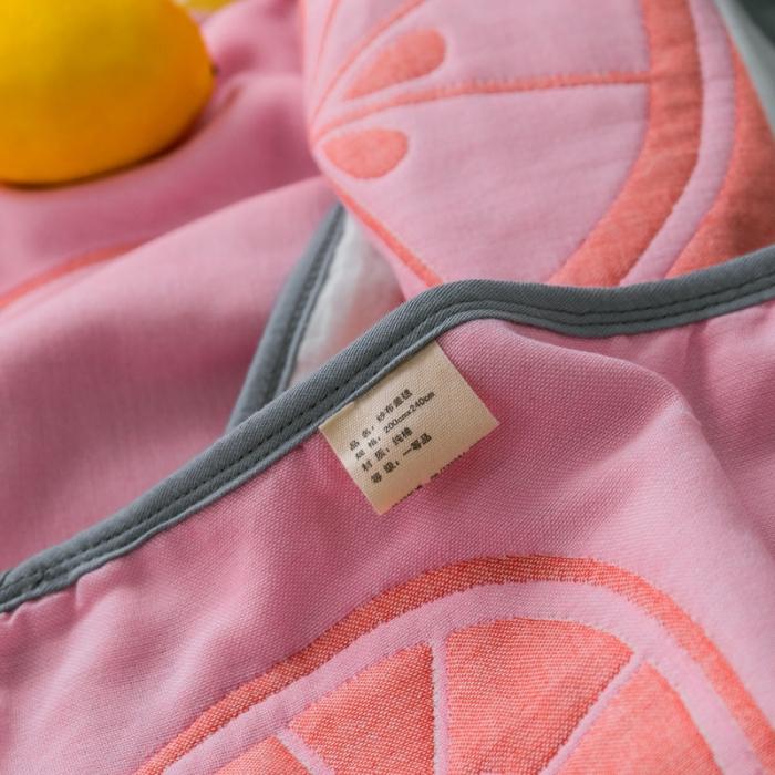 91家纺网 家纺一手货源 找家纺 朴尔2020新款时尚六层全棉纱布盖毯夏季毛巾被 阳光甜橙-粉