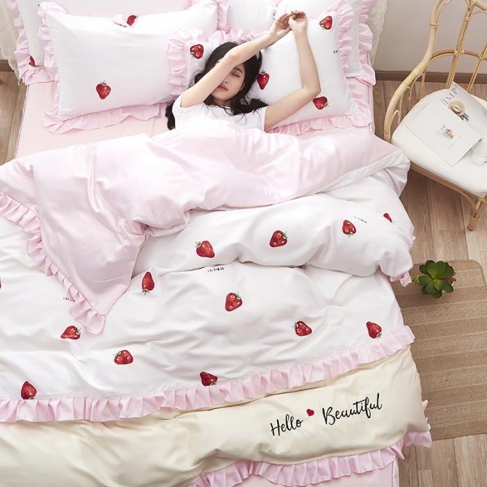 91家纺网 家纺一手货源 找家纺 （总）欧冠 2020款水洗真丝绣花床裙款四件套