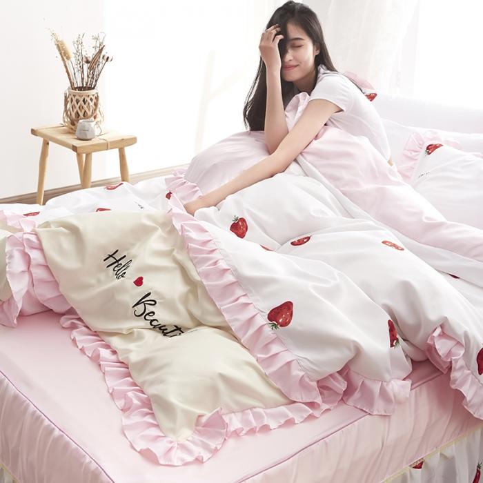 91家纺网 家纺一手货源 找家纺 （总）欧冠 2020款水洗真丝绣花床裙款四件套