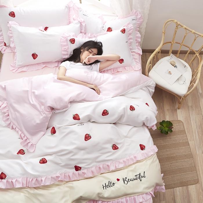 91家纺网 家纺一手货源 找家纺 （总）欧冠 2020款水洗真丝绣花床裙款四件套