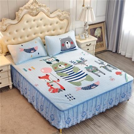 纽缦 2020新款天丝凉席床裙款 森林乐园-蓝