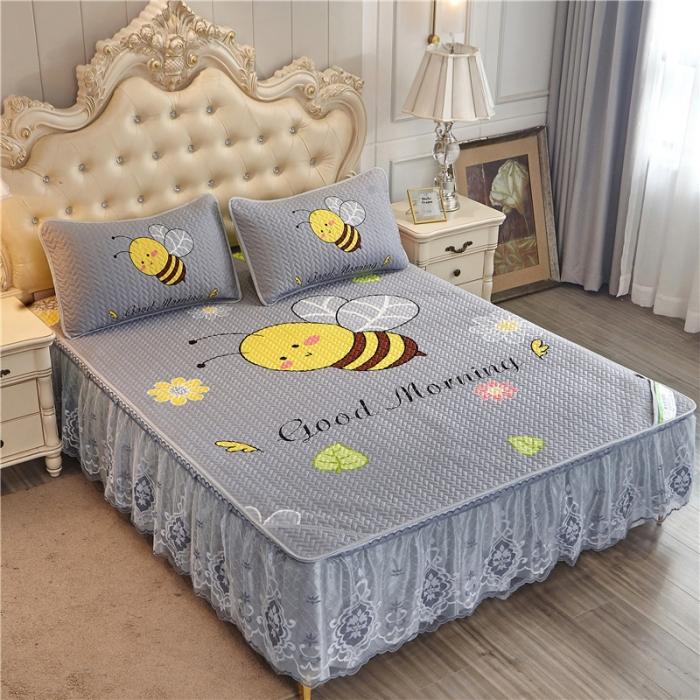 91家纺网 家纺一手货源 找家纺 纽缦 2020新款天丝凉席床裙款 小蜜蜂