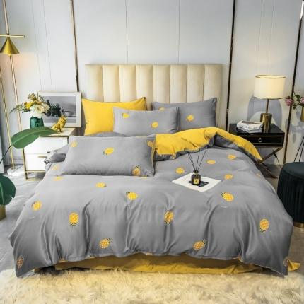 91家纺网 家纺一手货源 找家纺 衿成家纺 2020新款臻丝绸水洗真丝四件套 菠萝仙子