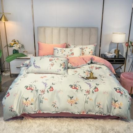 91家纺网 家纺一手货源 找家纺 衿成家纺 2020新款臻丝绸水洗真丝四件套 花舞嫣然