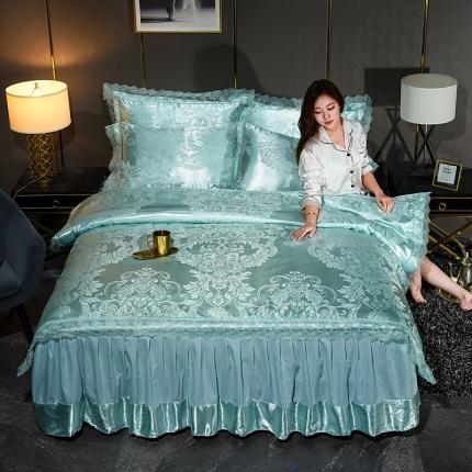 91家纺网 家纺一手货源 找家纺 （总）美织缘家纺 2022床裙款莫代尔蕾丝花边贡缎提花四件套