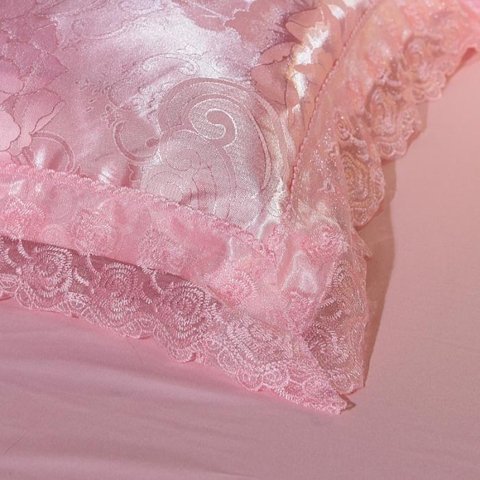 91家纺网 家纺一手货源 找家纺 美织缘家纺 2020床裙款莫代尔蕾丝花边贡缎四件套盛世相约-玉色