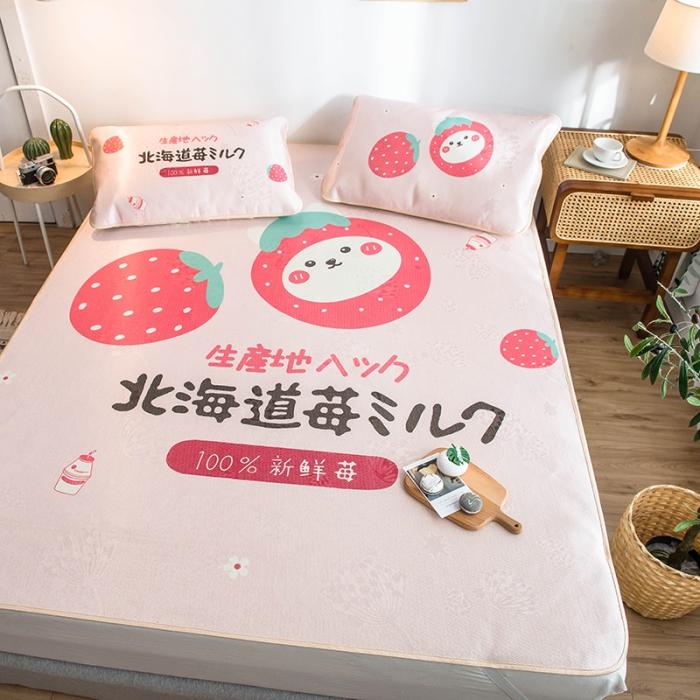 91家纺网 家纺一手货源 找家纺 懒猫 2020新款大版冰丝凉席 草莓大福