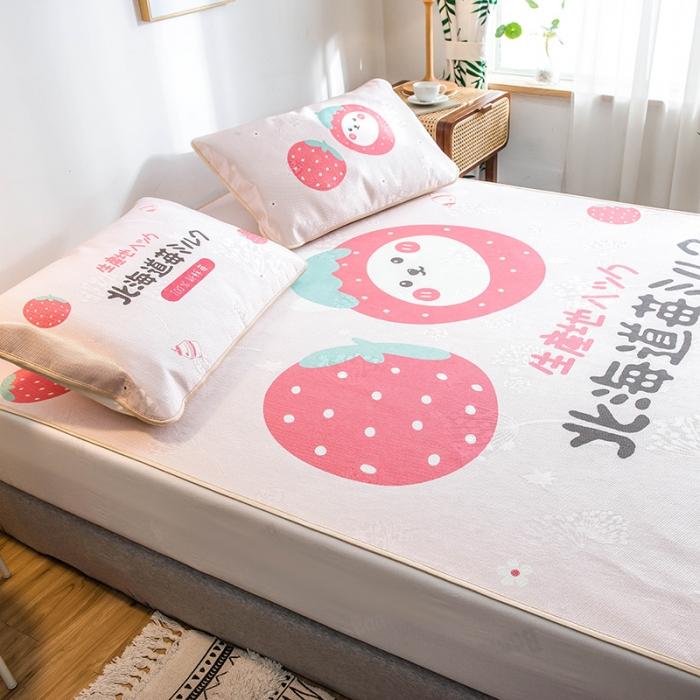 91家纺网 家纺一手货源 找家纺 懒猫 2020新款大版冰丝凉席 草莓大福