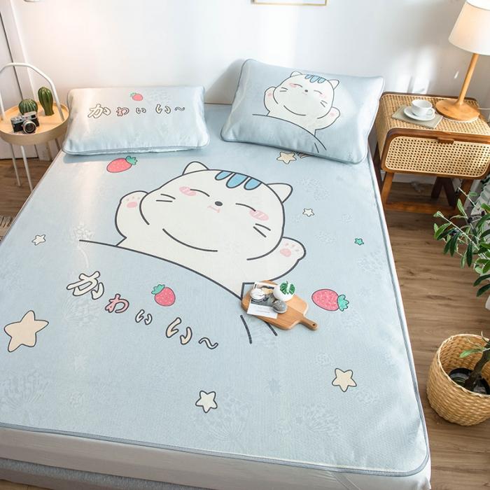 91家纺网 家纺一手货源 找家纺 懒猫 2020新款大版冰丝凉席 小懒猫