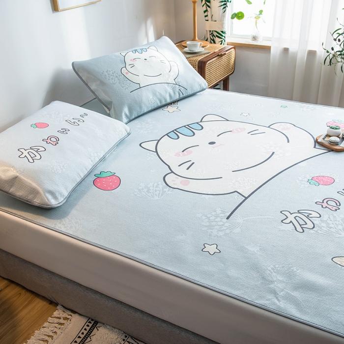 91家纺网 家纺一手货源 找家纺 懒猫 2020新款大版冰丝凉席 小懒猫