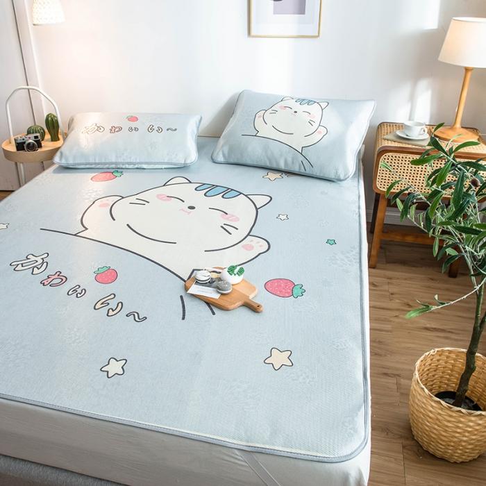 91家纺网 家纺一手货源 找家纺 懒猫 2020新款大版冰丝凉席 小懒猫