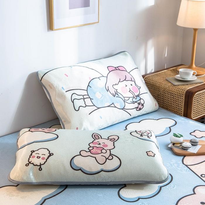 91家纺网 家纺一手货源 找家纺 懒猫 2020新款大版冰丝凉席 元气少女