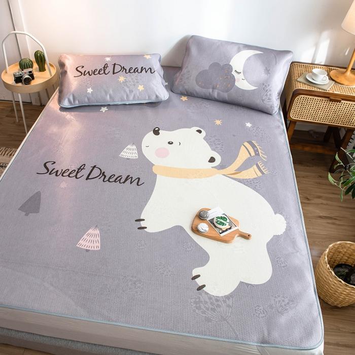 91家纺网 家纺一手货源 找家纺 懒猫 2020新款大版冰丝凉席 追梦熊