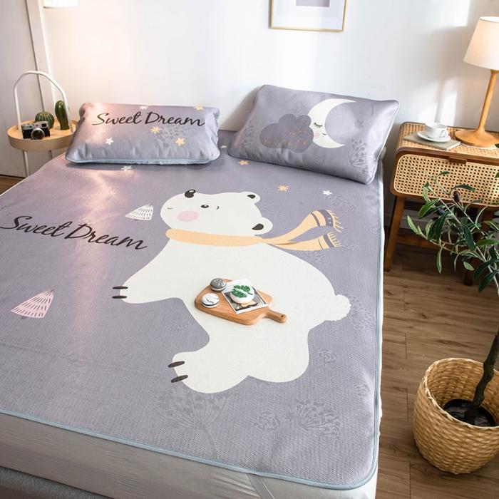 91家纺网 家纺一手货源 找家纺 懒猫 2020新款大版冰丝凉席 追梦熊