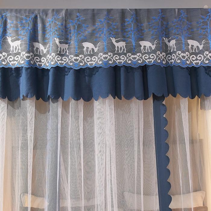 91家纺网 家纺一手货源 找家纺 艾晶美 2020新款遮光防尘轨道三开门蚊帐 蓝灰色