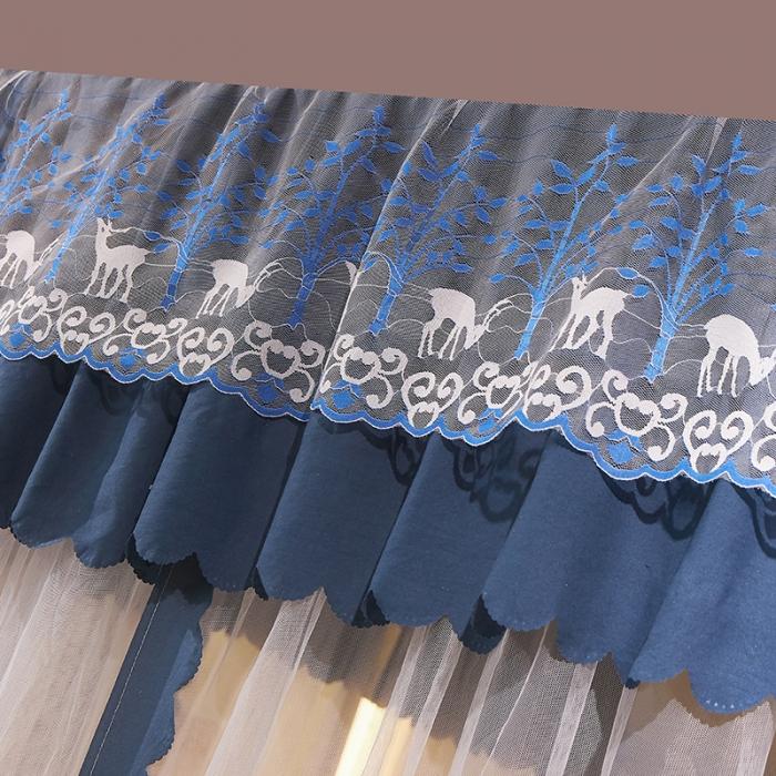 91家纺网 家纺一手货源 找家纺 艾晶美 2020新款遮光防尘轨道三开门蚊帐 蓝灰色