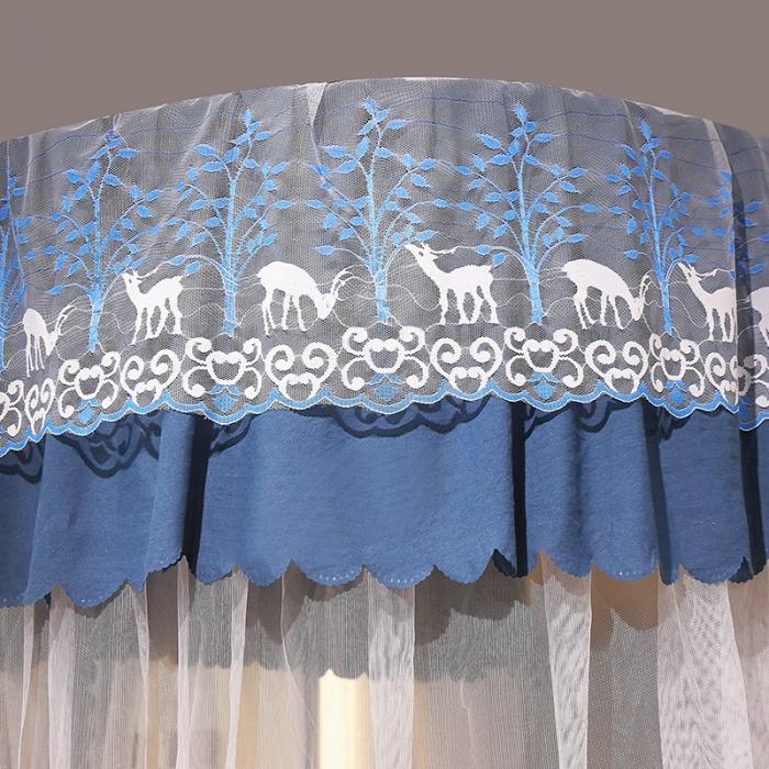 91家纺网 家纺一手货源 找家纺 艾晶美 2020新款遮光防尘轨道三开门蚊帐 蓝灰色