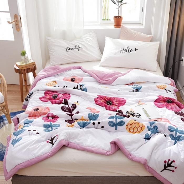 91家纺网 家纺一手货源 找家纺 小燕燕家纺 2021新款洛卡棉抗菌夏被 花海