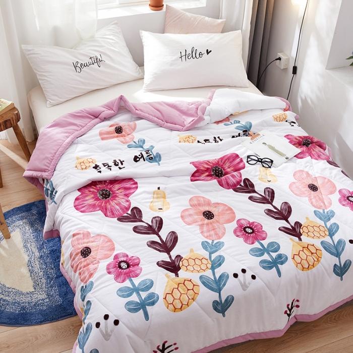 91家纺网 家纺一手货源 找家纺 小燕燕家纺 2021新款洛卡棉抗菌夏被 花海