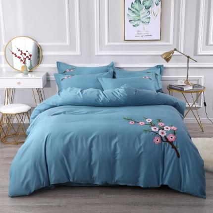 91家纺网 家纺一手货源 找家纺 总-13372田园风全棉毛巾绣四件套纯棉绣花四件套全棉刺绣