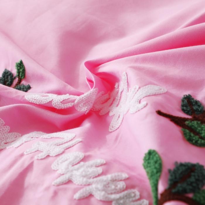 91家纺网 家纺一手货源 找家纺 13372田园风全棉毛巾绣四件套纯棉绣花全棉刺绣爱之蔓粉