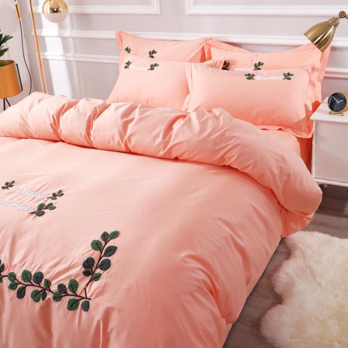 91家纺网 家纺一手货源 找家纺 13372田园风全棉毛巾绣四件套纯棉绣花全棉刺绣爱之蔓玉色