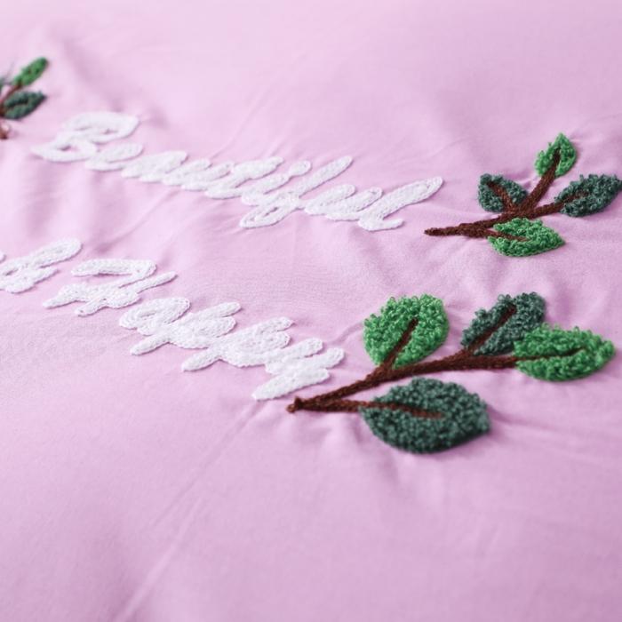 91家纺网 家纺一手货源 找家纺 13372田园风全棉毛巾绣四件套纯棉绣花全棉刺绣爱之蔓紫色