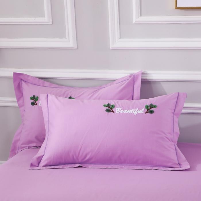 91家纺网 家纺一手货源 找家纺 13372田园风全棉毛巾绣四件套纯棉绣花全棉刺绣爱之蔓紫色