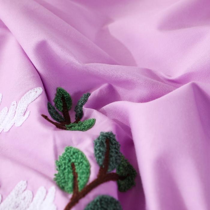 91家纺网 家纺一手货源 找家纺 13372田园风全棉毛巾绣四件套纯棉绣花全棉刺绣爱之蔓紫色