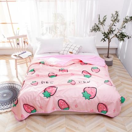 91家纺网 家纺一手货源 找家纺 美真家纺 2020新款纯棉青春系列夏被 粉红草莓