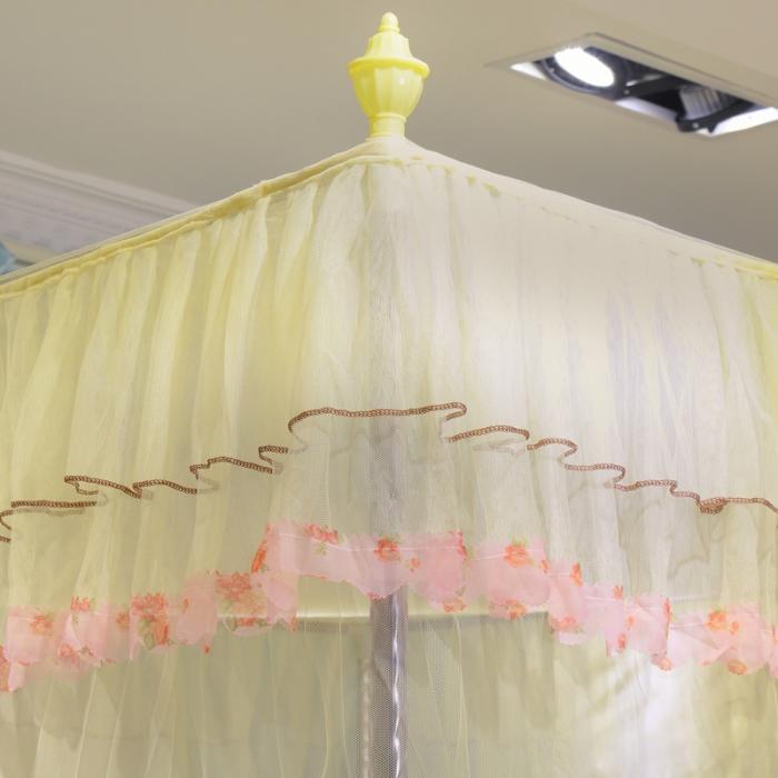 91家纺网 家纺一手货源 找家纺 迷仙巢 2022新款花边款落地式蚊帐C02公主梦系列 米黄