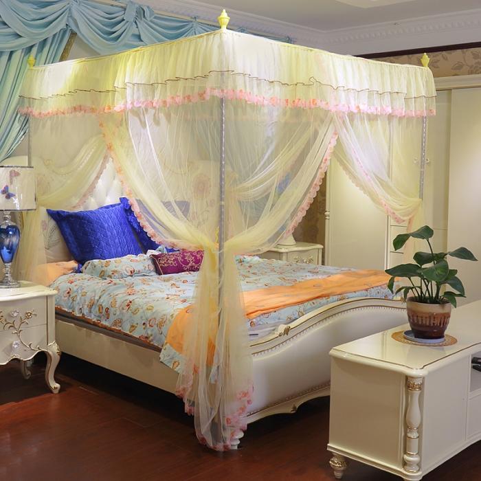91家纺网 家纺一手货源 找家纺 迷仙巢 2022新款花边款落地式蚊帐C02公主梦系列 米黄