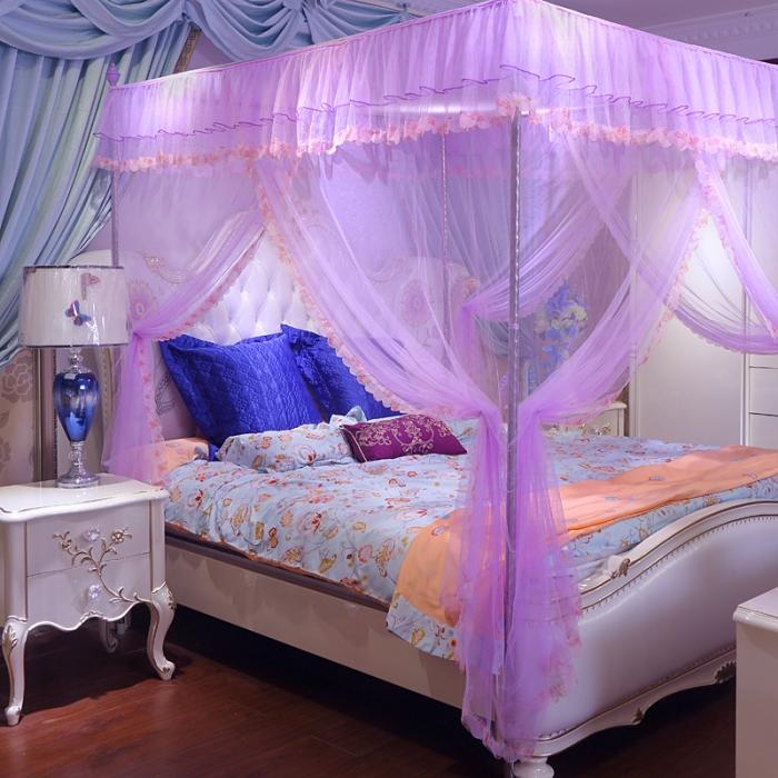 91家纺网 家纺一手货源 找家纺 迷仙巢 2022新款花边款落地式蚊帐C02公主梦系列 紫色