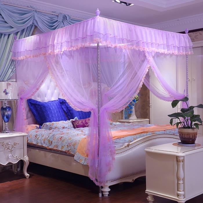 91家纺网 家纺一手货源 找家纺 迷仙巢 2022新款花边款落地式蚊帐C02公主梦系列 紫色