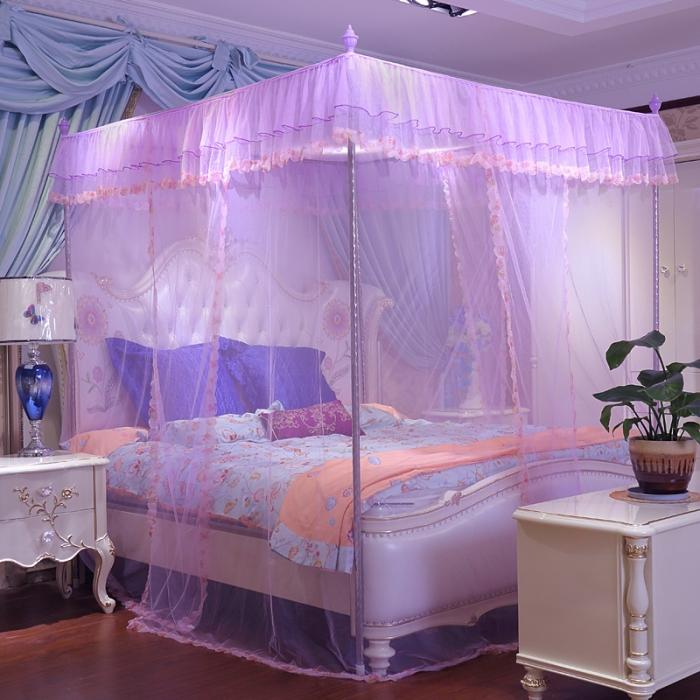 91家纺网 家纺一手货源 找家纺 迷仙巢 2022新款花边款落地式蚊帐C02公主梦系列 紫色