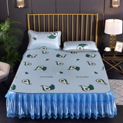 91家纺网 家纺一手货源 找家纺 雨洋2025新款机洗印花床裙凉席 牛油果