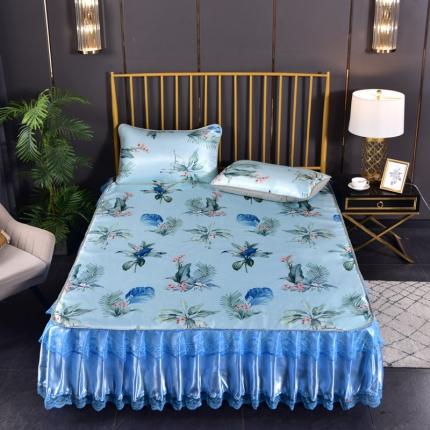 91家纺网 家纺一手货源 找家纺 雨洋2025新款机洗印花床裙凉席 盛夏